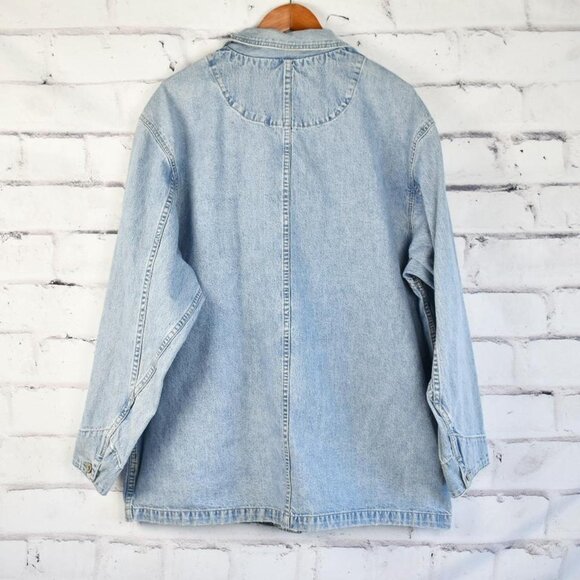 Vintage 80s Guess USA Made Blue Jean Jacket Chore Coat Barn Coat - Picture 5 of 8